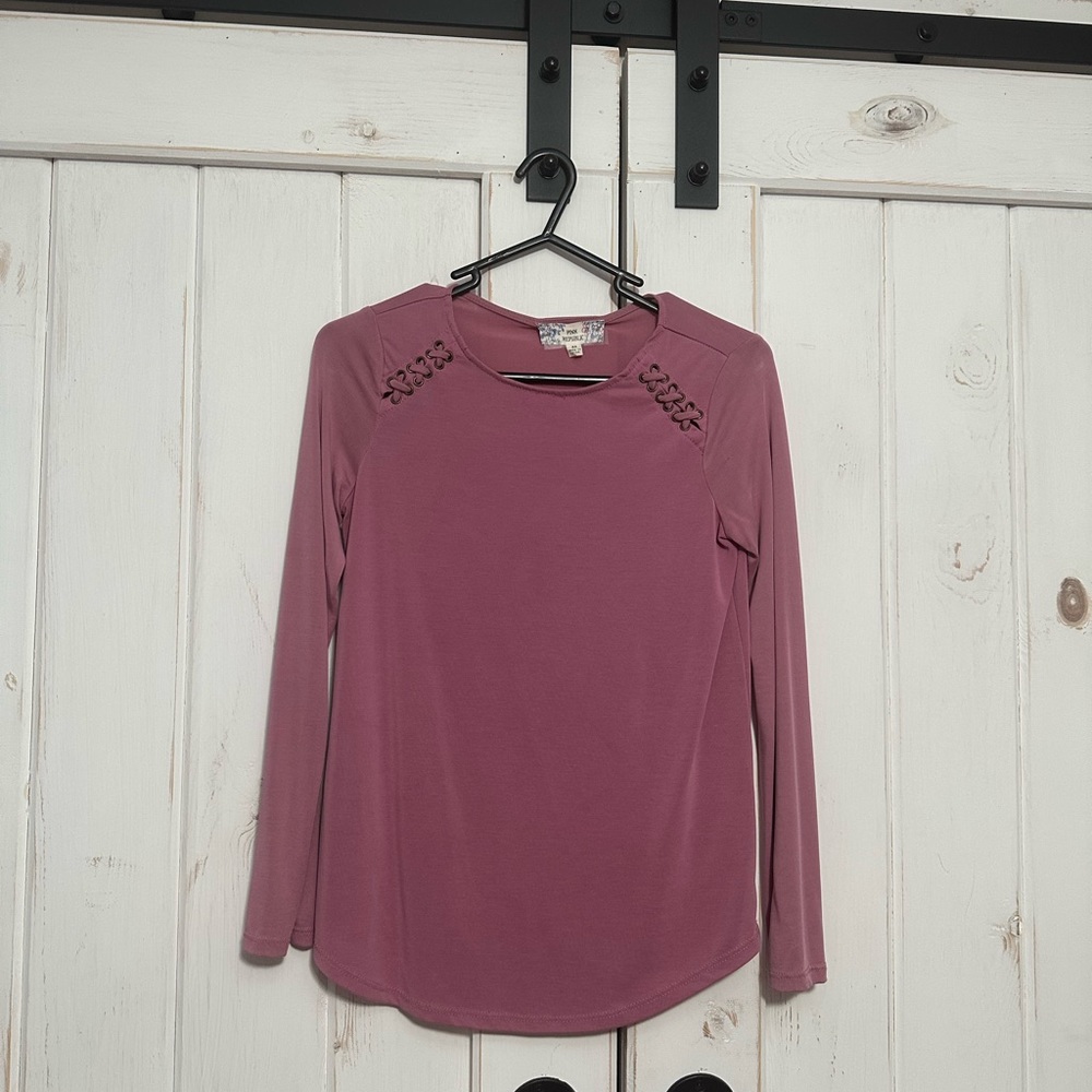 Very Soft Texture Pink Casual Long Sleeve Shirt